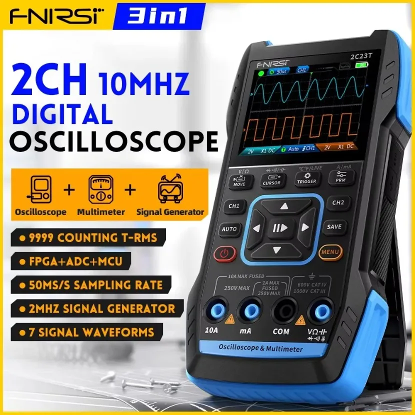Fnirsi Digital Oscilloscope Handheld - FNIRSI 2C23T Oscilloscopio Digitale Portatile Multimetro