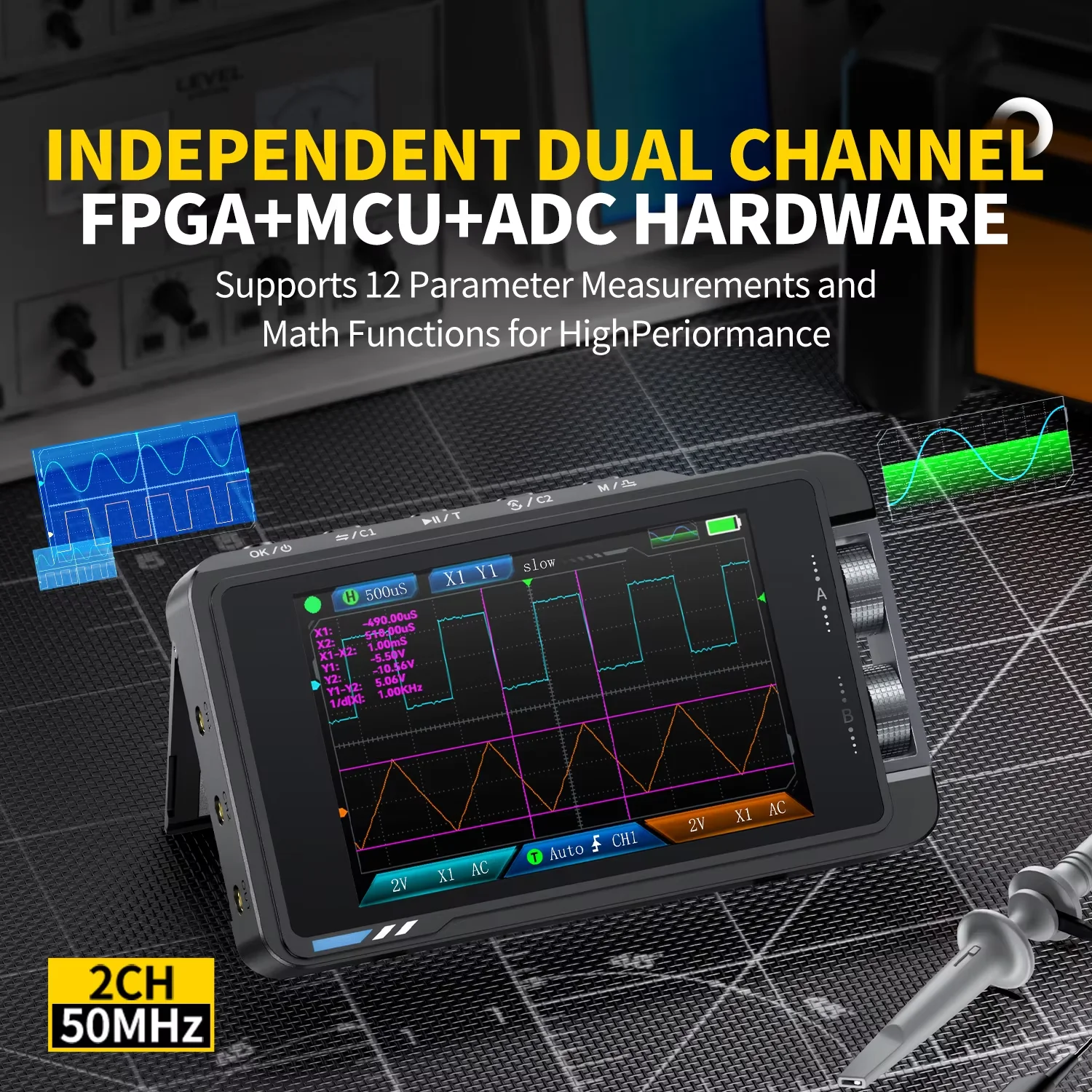 FNIRSI DS215H, oscilloscopio d - Fnirsi Digital Oscilloscope Handheld recensione e prezzo