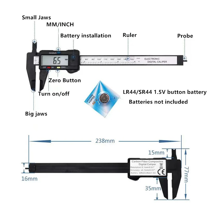 150mm 100mm Calibro elettronic - Digital Caliper 150Mm Stainless Steel recensione e prezzo